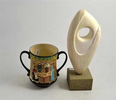 Lot 3 - Contemporary sculpture and Doulton 'Pottery in the Past' cup