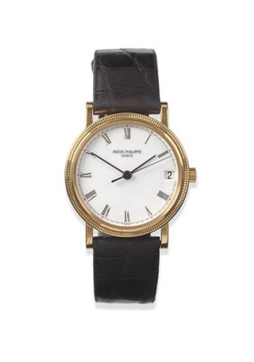 Lot 178 - An 18ct Gold Automatic Calendar Centre Seconds Wristwatch, signed Patek Philippe, Geneve,...