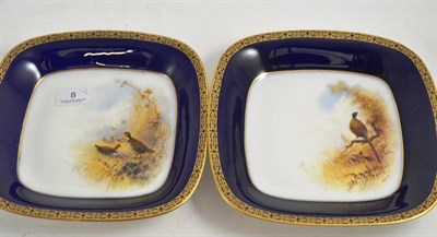 Lot 8 - A pair of Worcester hand painted cabinet plates by Johnson