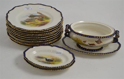 Lot 10 - Royal Worcester 'Vitreous' porcelain dinner service decorated with game (fourteen pieces)