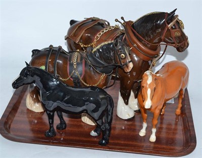 Lot 11 - Beswick Shire horse and three others