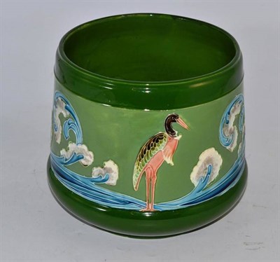 Lot 19 - Continental tube line decorated planter with storks