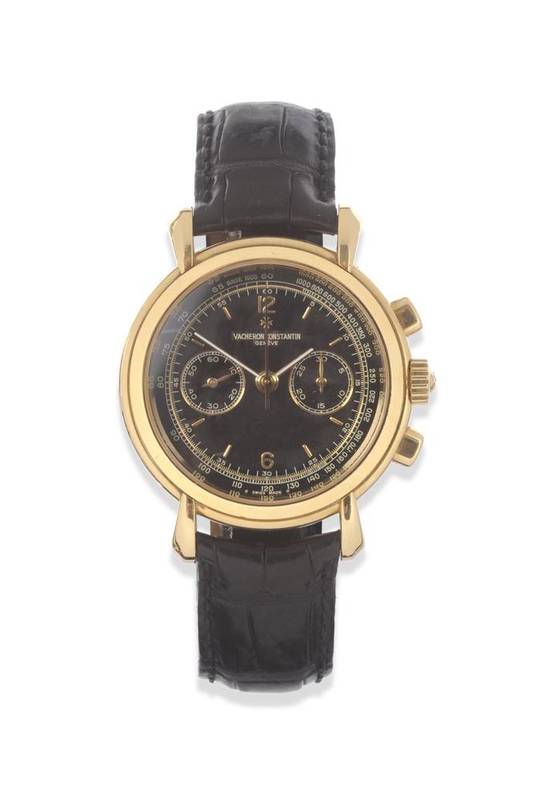 Lot 180 - A Fine 18ct Gold Chronograph Wristwatch, signed Vacheron Constantin, Geneve, circa 2000,...