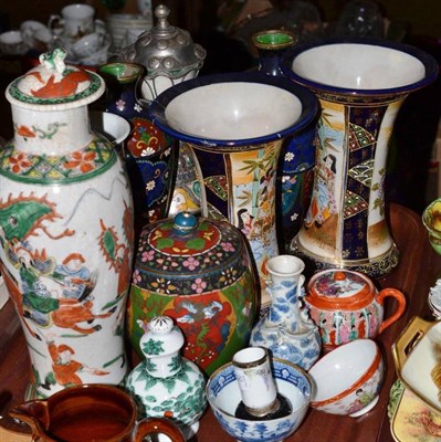 Lot 38 - Chinese pottery and cloisonné vases etc (tray)