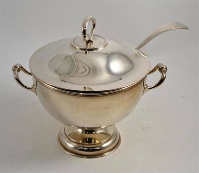 Lot 44 - A silver tureen and cover and a plated ladle