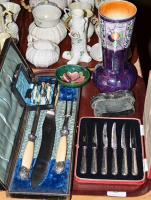 Lot 57 - Moorcroft dish, cutlery etc