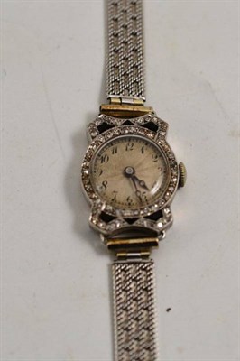 Lot 68 - A lady's diamond set wristwatch, case inscribed 'Platinum'