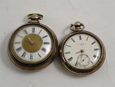 Lot 69 - A pair cased silver pocket watch, ";keep me clean and use me well"; around the dial border and...