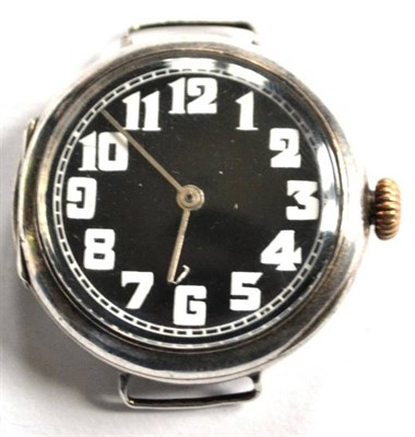 Lot 185 - A First World War Period Silver Trench Wristwatch, signed Rolex, 1915, 15-jewel lever movement...