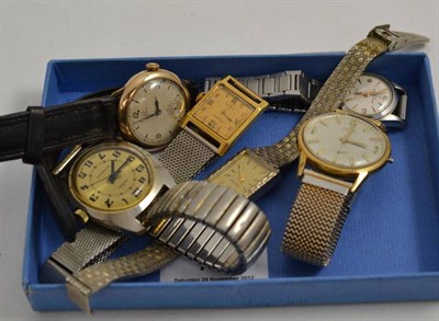 Lot 78 - A gold plated Omega wristwatch, a lady's steel Tudor wristwatch and four other wristwatches