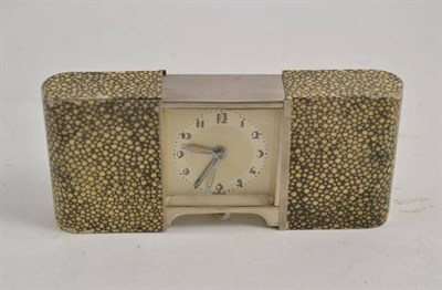 Lot 100 - Brevet travel alarm clock with faux shagreen enamel case