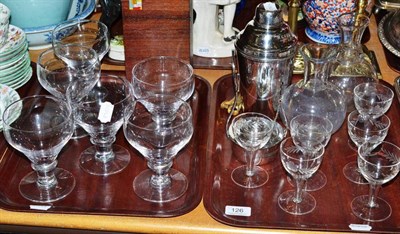 Lot 126 - An EPNS cocktail shaker, a brandy warmer, 19th and 20th century drinking glasses, two carafes,...