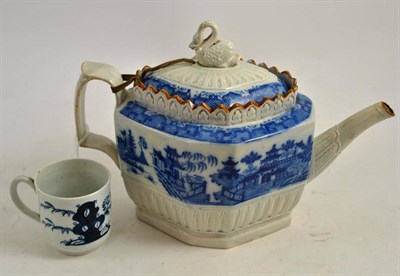 Lot 135 - A Yorkshire pearlware teapot and Liverpool coffee can