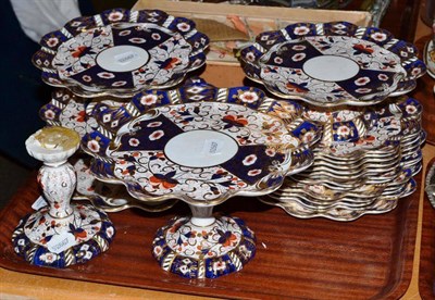 Lot 141 - Imari decorated dessert service with shaped rim