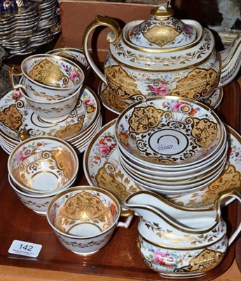 Lot 142 - Early 19th century gilt and rose painted tea service