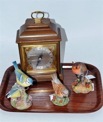 Lot 152 - A Georgian style clock, two Royal Worcester birds and one Royal Crown Derby bird