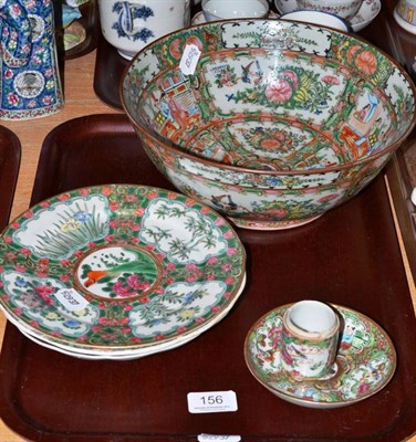 Lot 156 - 19th century enamel bowl and three plates