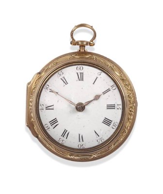 Lot 193 - A Gold Pair Cased Repousse Verge Pocket Watch, signed Peter Amyot, Norwich, no.3830, 1777, gilt...