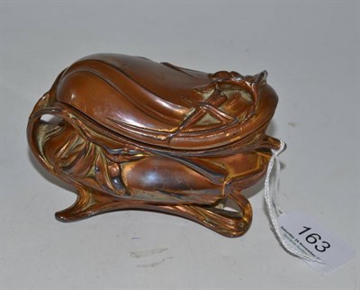 Lot 163 - A copper effect Art Nouveau trinket box, marked 'NB, Rogers, SPCC'