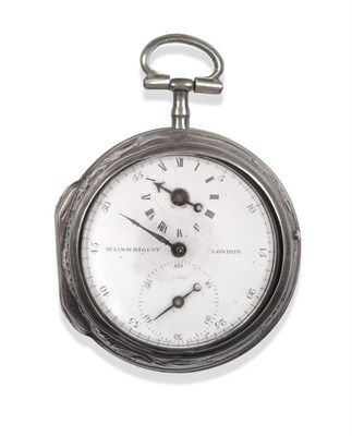 Lot 195 - A Silver Pair Cased Verge Pocket Watch with A Regulator Type Dial, signed Wainwright, London,...