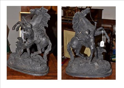 Lot 178 - A pair of Spelter Marley horses