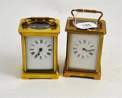 Lot 186 - Two brass carriage clocks