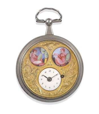Lot 196 - A Continental Consular Cased Verge Pocket Watch, circa 1820, gilt fusee movement, enamel dial...