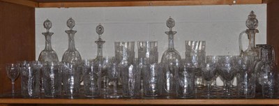 Lot 198 - Suite of floral etched glassware