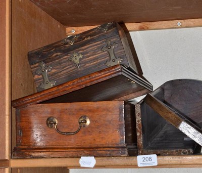 Lot 208 - An oak deed box, a Coromandel jewellery casket, an oak book trough, various onyx and soapstone...