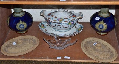 Lot 219 - A pair of Royal Doulton large stoneware bottle vases; a Wedgwood soup tureen, cover and stand;...