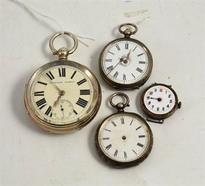 Lot 227 - Silver pocket watch, pocket watch face and two pocket watches