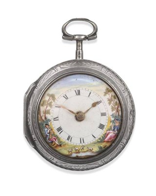 Lot 200 - A Silver Pair Cased Verge Pocket Watch, signed Wm Bunnett, London, 1776, gilt fusee movement signed