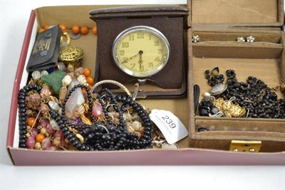 Lot 239 - Assorted jewellery, portrait miniature, dress studs, jewellery case etc