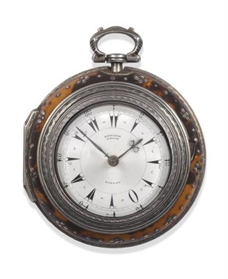 Lot 202 - A Silver and Tortoiseshell Triple Cased Verge Pocket Watch, made for the Turkish Market, signed...
