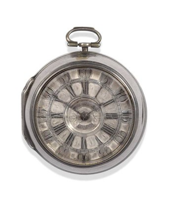 Lot 203 - A Silver Pair Cased Verge Pocket Watch with a Mock Pendulum Movement, gilt fusee movement...