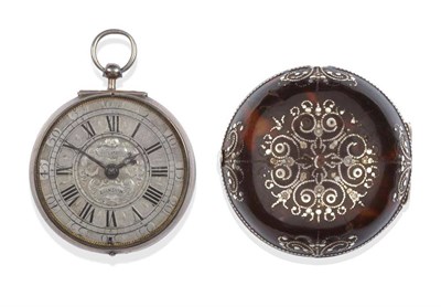 Lot 204 - A Rare Silver and Tortoiseshell Pair Cased Verge Pocket Watch, signed Geo Etherington, London,...