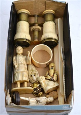 Lot 271 - Quantity of ivory carvings, netsukes, etc