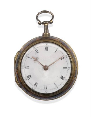 Lot 206 - A Gilt Metal Under Painted Horn Verge Pocket Watch, signed William Thomson, Edinburgh, no.140,...