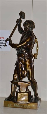 Lot 316 - F.Picault bronzed metal sculpture 'Le Forgeron'