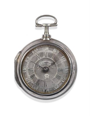 Lot 209 - A Silver Pair Cased Verge Pocket Watch, signed Thos Gardner, London, 1742, gilt fusee movement...