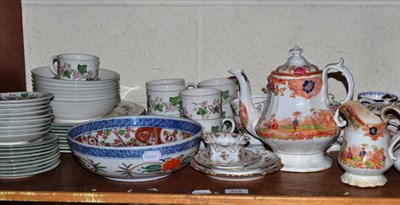 Lot 318 - A shelf of ceramics including a Japanese bowl, a Royal Doulton Tiverton pattern part tea and dinner