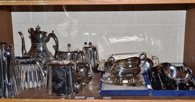 Lot 319 - A collection of silver plate including tea service, entree dish, carving set, etc