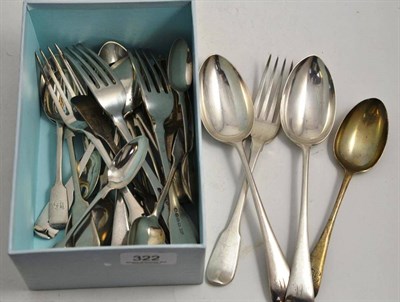 Lot 322 - A collection of Georgian and later silver flatware and a few odd items of silver plate