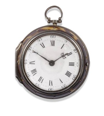 Lot 210 - A Silver and Tortoiseshell Pair Cased Verge Pocket Watch, signed Phil Pagent, London, 1776,...