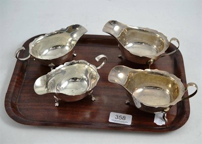 Lot 358 - Pair of silver sauce boats and two others similar (4)