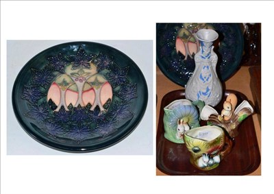 Lot 372 - A modern Moorcroft 'Cluny' plate, Parian vase, two Hornsea vases and an Eastgate vase (5)