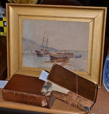 Lot 378 - Watercolour of boats off the North East Coast, by Albert Strange and two volumes of the West Riding