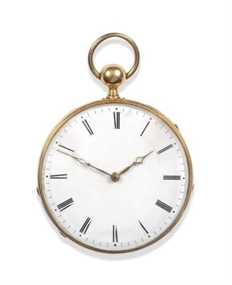 Lot 219 - A Gold Quarter Repeating Open Faced Pocket Watch, circa 1830, gilt cylinder movement, two...