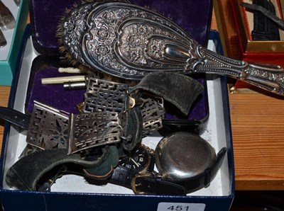 Lot 451 - A Rotary wristwatch, another, a hair brush, pocket watch, belt etc