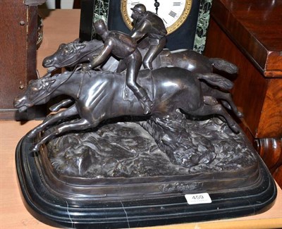 Lot 459 - A reproduction bronze of racehorses